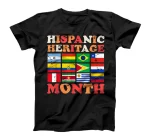   Hispanic Heritage Month Latino Countries Flag Retro Groovy T-Shirt 