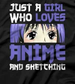  Just A Girl Who Loves And Sketching Kawaii Manga T-Shirt
