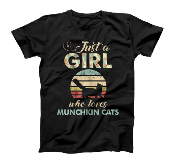  Just A Girl Who Loves Munchkin Cats Retro Vintage Cat T-Shirt