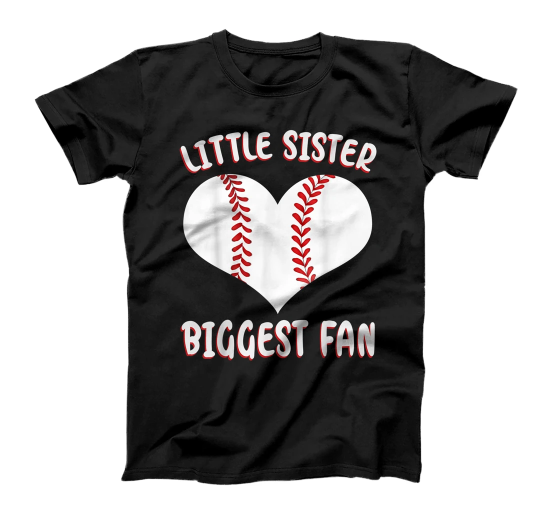  Little Sister Biggest Fan Baseball Player Awesome Baseball T-Shirt