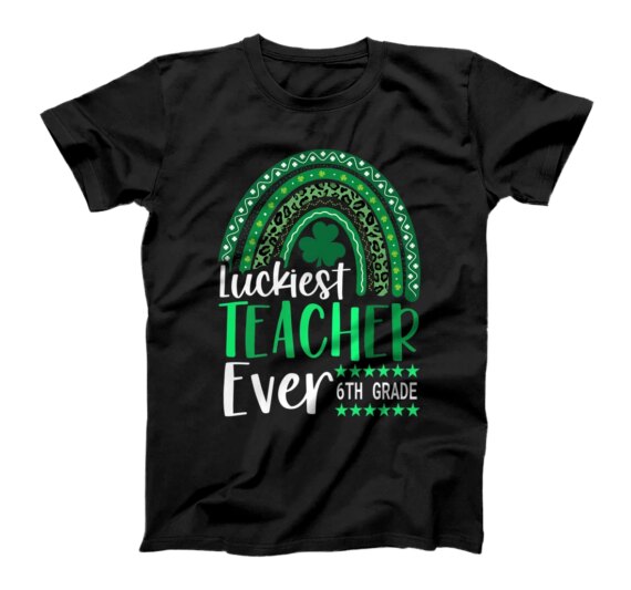  Luckiest 6th Grade Teacher Ever St Patricks Day Leopard Cool T-Shirt