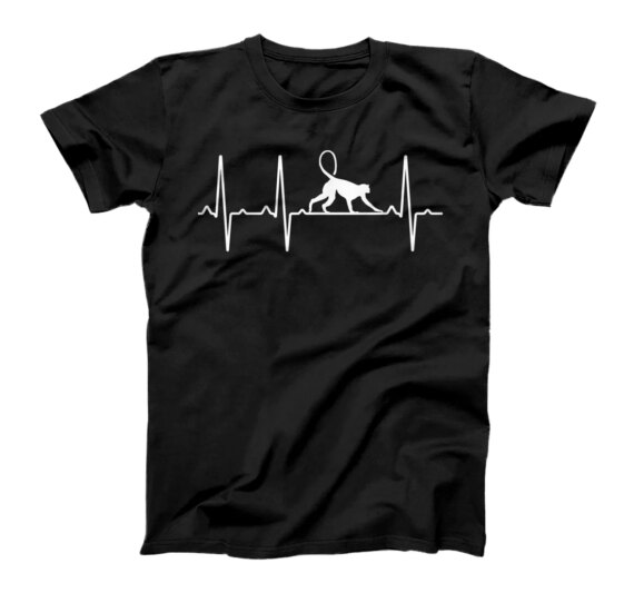  Monkey Heartbeat Gift For  Primate Baboon Lover T-Shirt