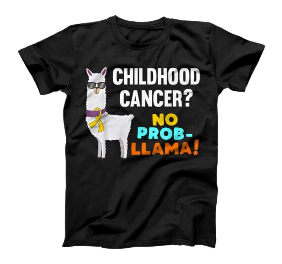  No Prob-Llama Childhood Cancer Warrior Survivor Awareness T-Shirt