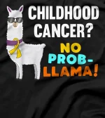  No Prob-Llama Childhood Cancer Warrior Survivor Awareness T-Shirt