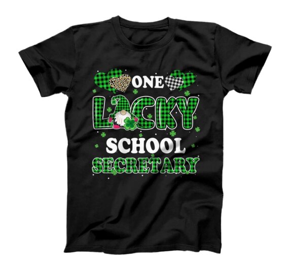  One Lucky School Secretary St Patricks Day Gnome T-Shirt