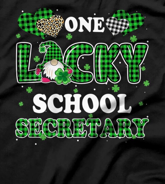  One Lucky School Secretary St Patricks Day Gnome T-Shirt