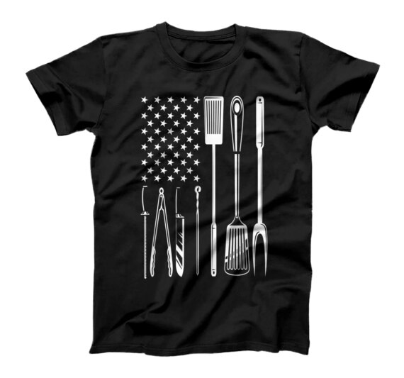  Patriotic US Flag BBQ Equipment Barbecue T-Shirt
