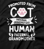  Promoted From Cat Grandma To Human Paternal Grandmother T-Shirt