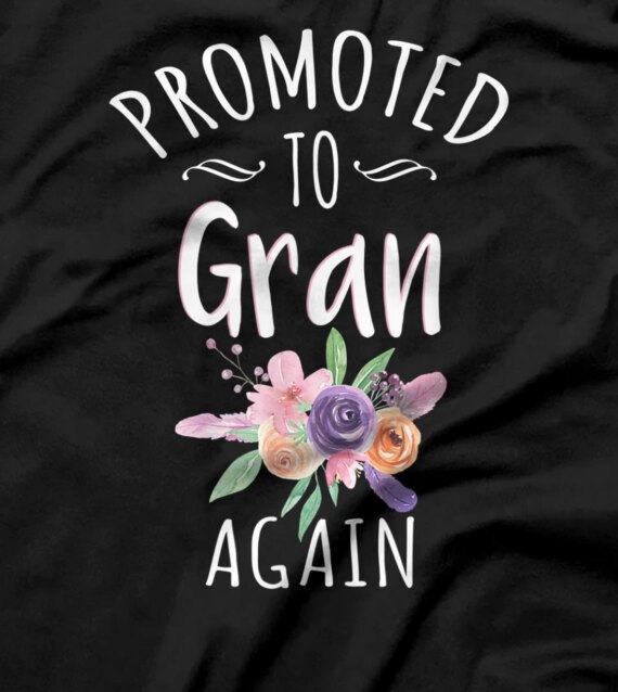  Promoted To Gran Again Grandma Announcement Floral T-Shirt
