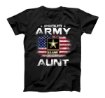  Proud Army Aunt With American Flag For Veteran Gift T-Shirt