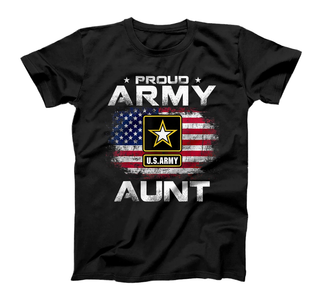 Proud Army Aunt With American Flag For Veteran Gift T-Shirt