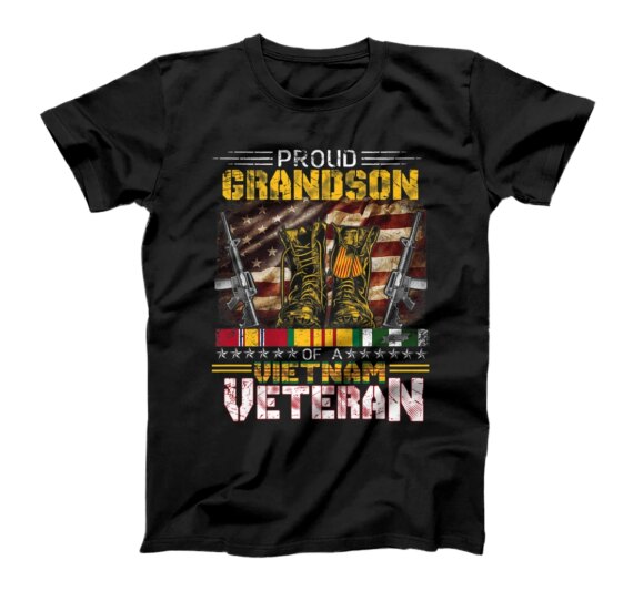  Proud Grandson Of A Vietnam Veteran Shirt | Vietnam War Vet T-Shirt