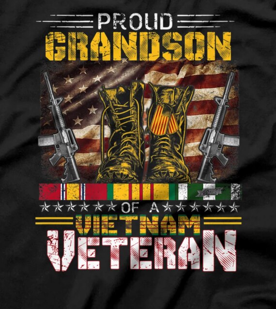  Proud Grandson Of A Vietnam Veteran Shirt | Vietnam War Vet T-Shirt