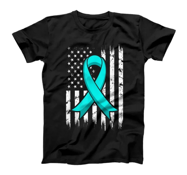   PTSD Stress Awareness Ribbon With USA Flag Graphic T-Shirt 