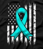   PTSD Stress Awareness Ribbon With USA Flag Graphic T-Shirt 