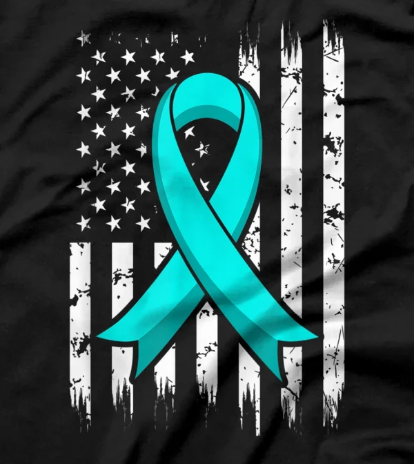 PTSD Stress Awareness Ribbon With USA Flag Graphic T-Shirt