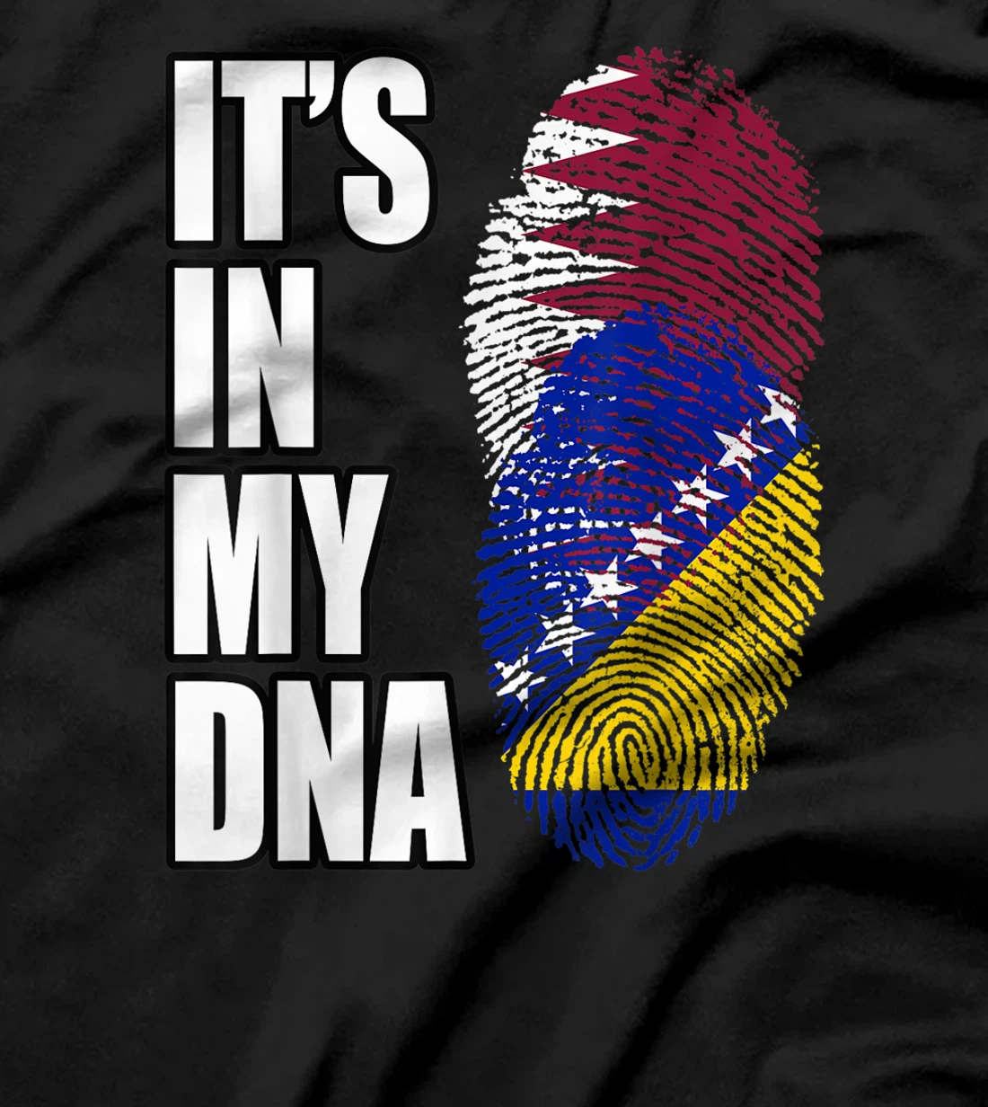  Qatari And Bosnian Vintage Heritage DNA Flag T-Shirt