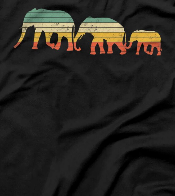 Retro Elephants Family Herde - Nature Wildlife Safari Gift T-Shirt