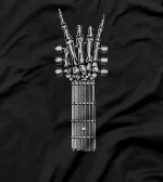  Rock On Guitar Neck And Skeleton Hand For Metal Bands T-Shirt