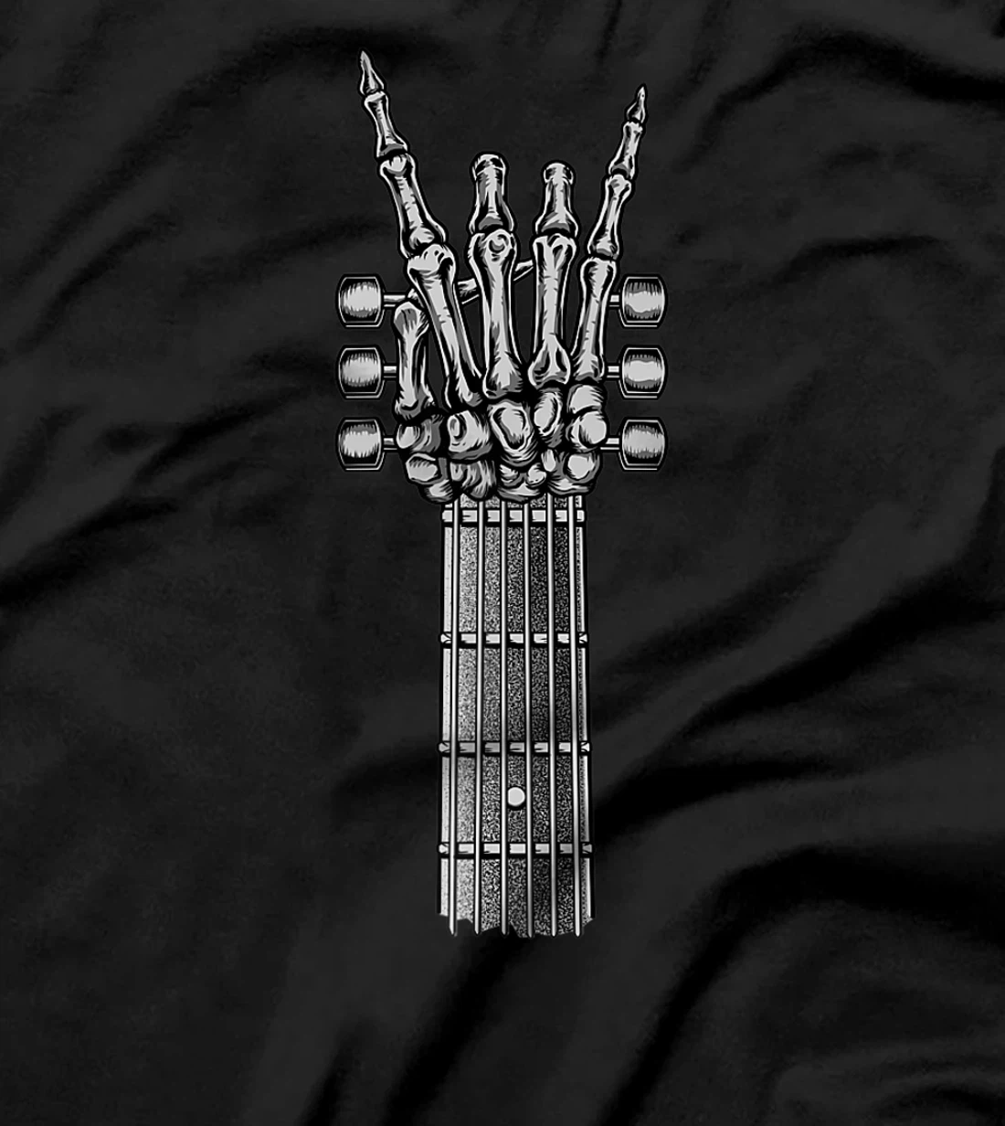  Rock On Guitar Neck And Skeleton Hand For Metal Bands T-Shirt