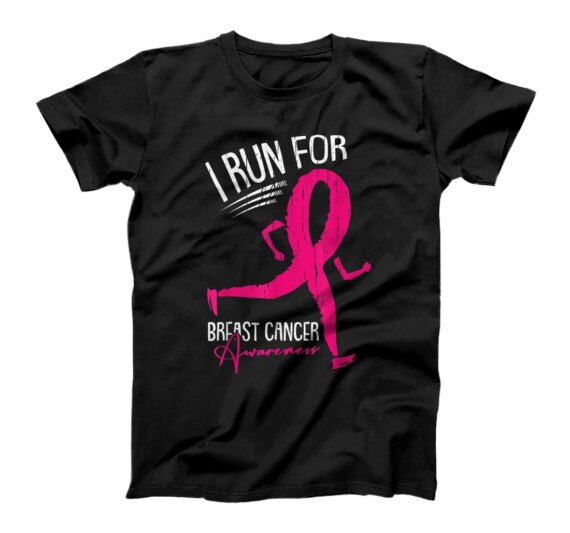  Run For Breast Cancer Awareness Support Pink Ribbon Warrior T-Shirt