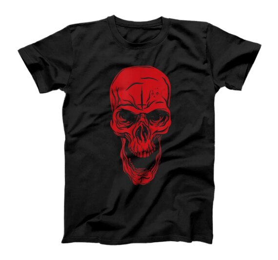 Scary Red Skull Angry Skeleton Cool Graphic T-Shirt