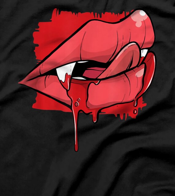  Sexy Lady Vampire Lips T-Shirt