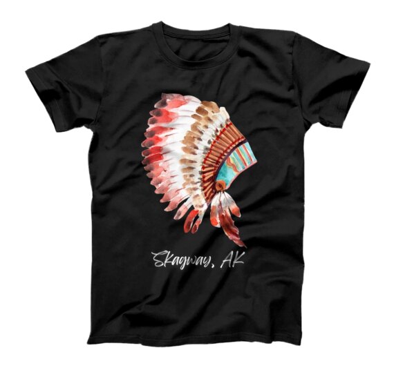  Skagway Alaska Watercolor Native American Headdress T-Shirt