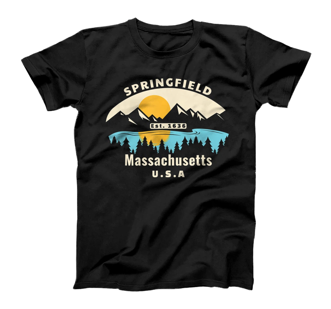  Springfield Massachusetts Souvenir Mountain Sunset River T-Shirt