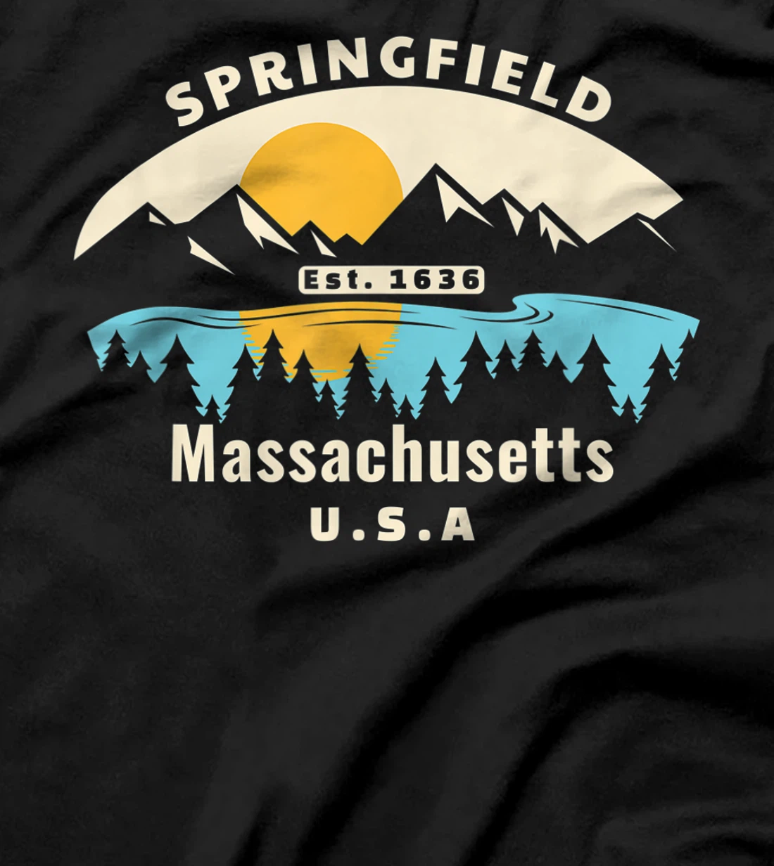  Springfield Massachusetts Souvenir Mountain Sunset River T-Shirt
