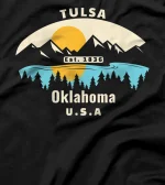  Tulsa Oklahoma Souvenir Mountain Sunset River T-Shirt