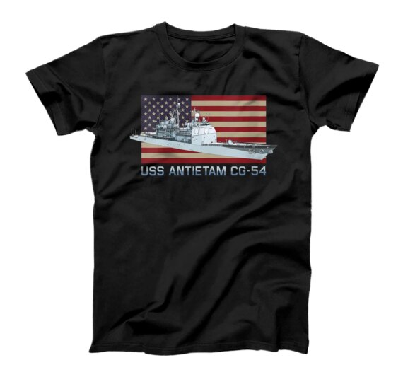  USS Antietam CG-54 Ship Diagram American Flag T-Shirt