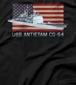  USS Antietam CG-54 Ship Diagram American Flag T-Shirt