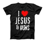  Vintage Grunge I Love JESUS & GUNS, Christian T-Shirt