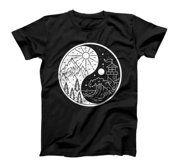 Yin and Yang Symbol Sun & Moon Chinese Cosmology Philosophy T-Shirt