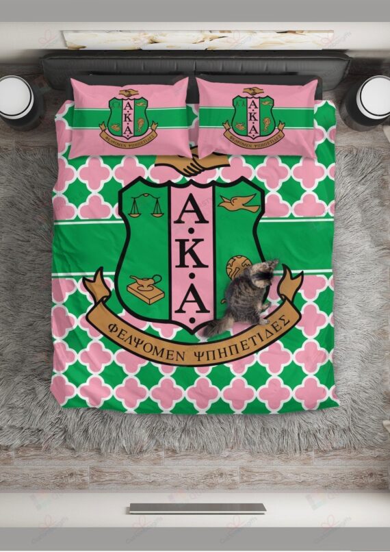 Personalized Bedding Set - Alpha Kappa Alpha Included 1 Soft Duvet Cover or Quilt and 2 Lightweight Breathe Pillowcases