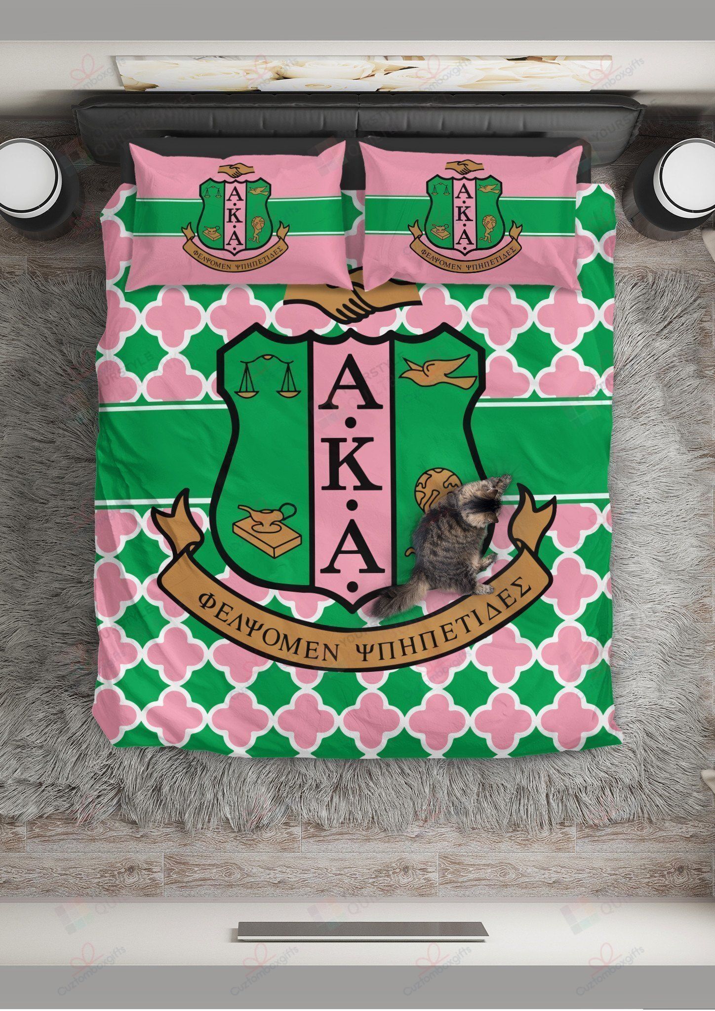 Personalized Bedding Set - Alpha Kappa Alpha Included 1 Soft Duvet Cover or Quilt and 2 Lightweight Breathe Pillowcases