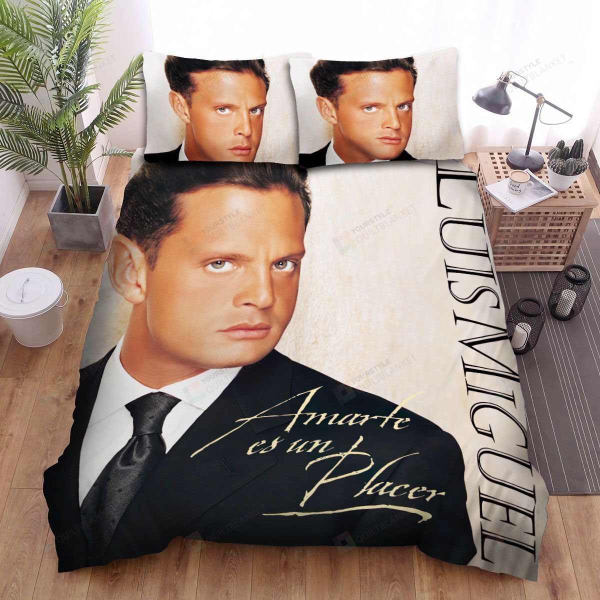 Personalized Bedding Set - Amarte Es Un Placer Luis Miguel Spread Included 1 Soft Duvet Cover or Quilt and 2 Lightweight Breathe Pillowcases