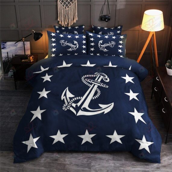 Personalized Bedding Set - Anchors Cotton Spread Included 1 Soft Duvet Cover or Quilt and 2 Lightweight Breathe Pillowcases
