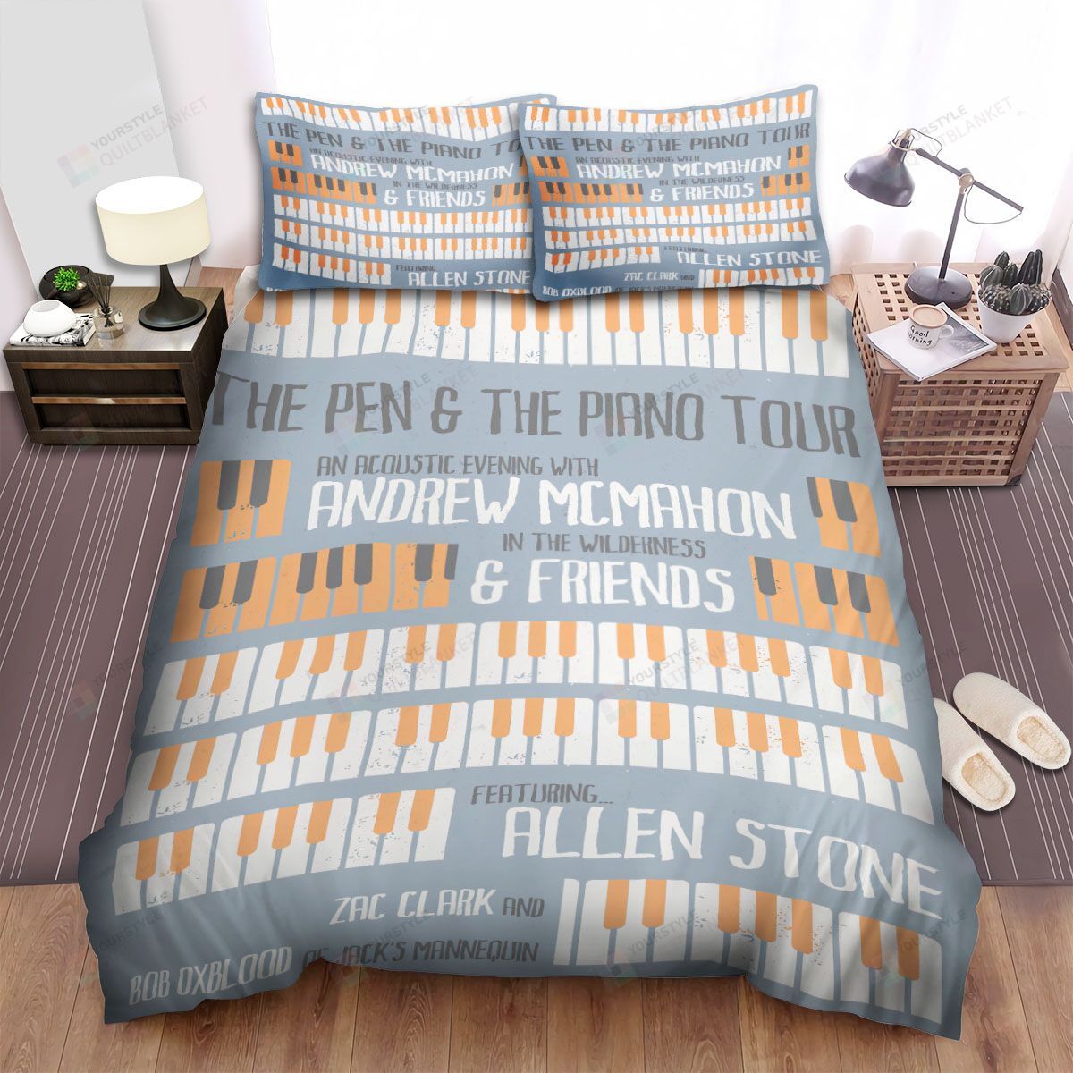 Personalized Bedding Set - Andrew Mcmahon The Pen The Piano Tour Spread Included 1 Soft Duvet Cover or Quilt and 2 Lightweight Breathe Pillowcases