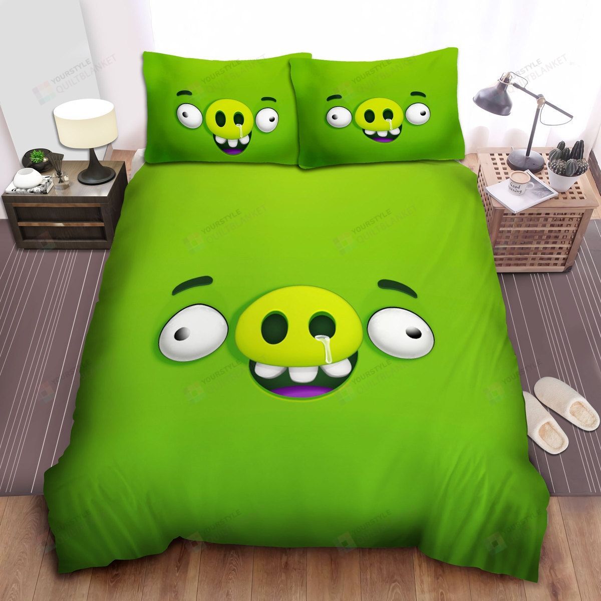 Personalized Bedding Set - Angry Birds Runny Nose Pig Spread Included 1 Soft Duvet Cover or Quilt and 2 Lightweight Breathe Pillowcases