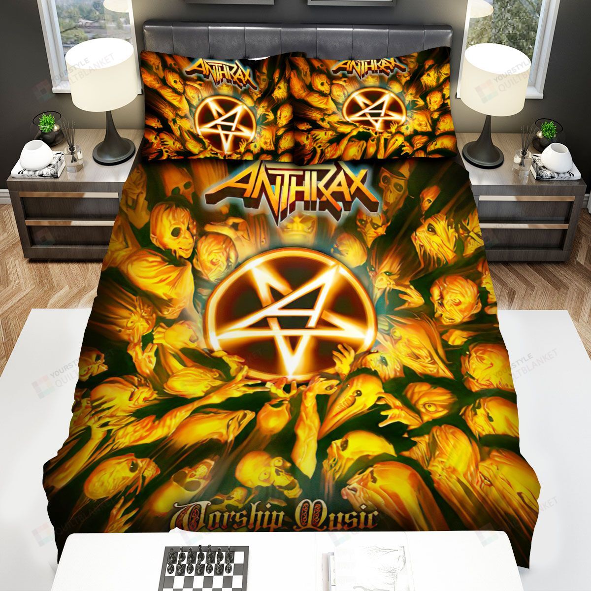 Personalized Bedding Set - Anthrax Worship Music Spread Included 1 Soft Duvet Cover or Quilt and 2 Lightweight Breathe Pillowcases