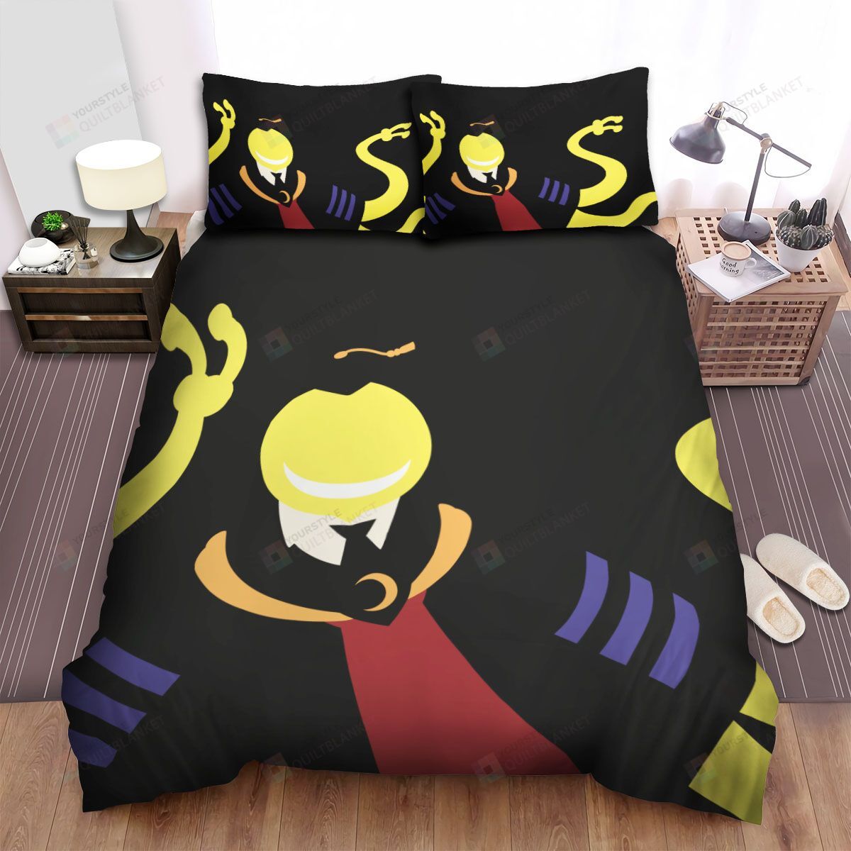 Personalized Bedding Set - Assassination Classroom Korosensei Silhouette Spread Included 1 Soft Duvet Cover or Quilt and 2 Lightweight Breathe Pillowcases