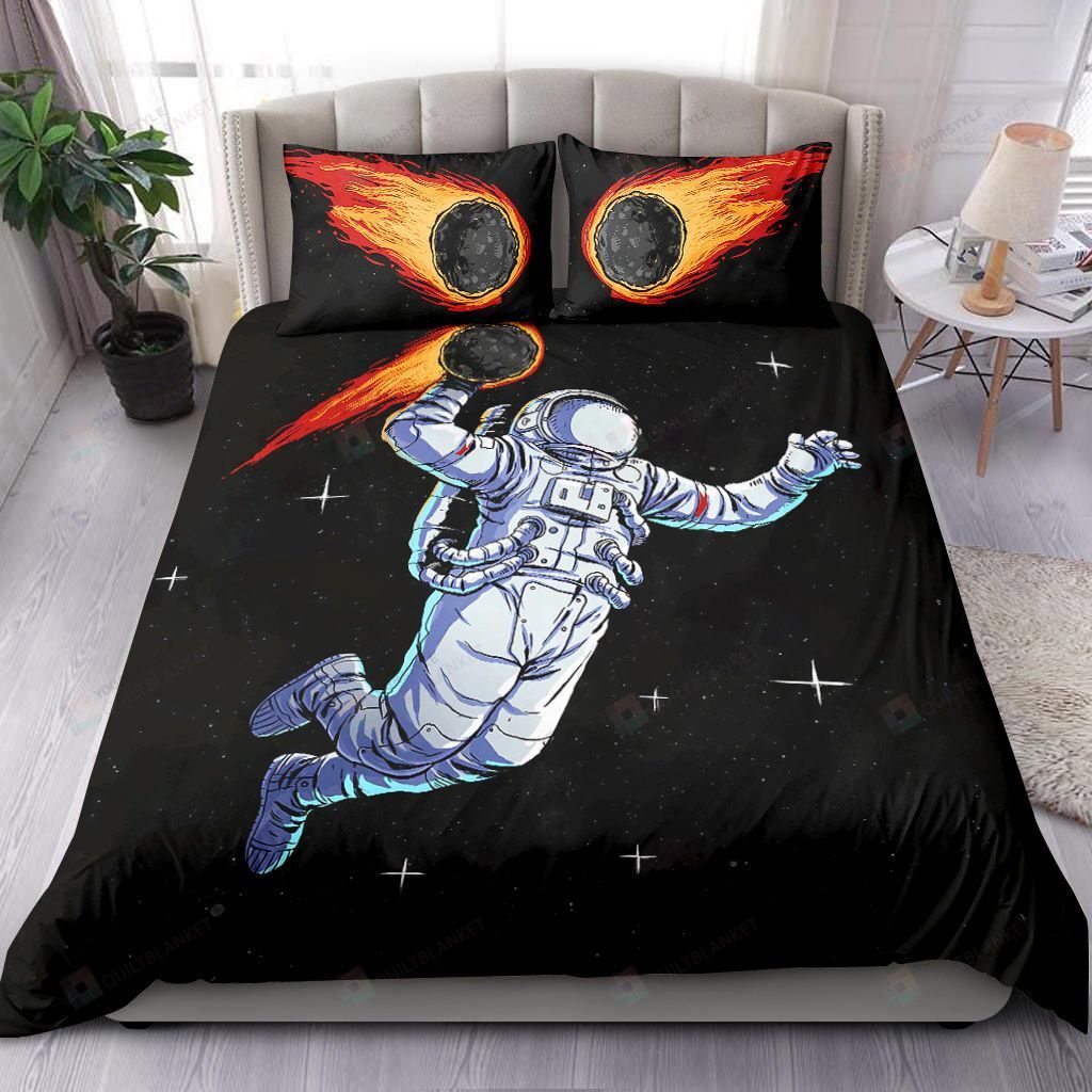 Personalized Bedding Set - Astronaut Black Spread Included 1 Soft Duvet Cover or Quilt and 2 Lightweight Breathe Pillowcases