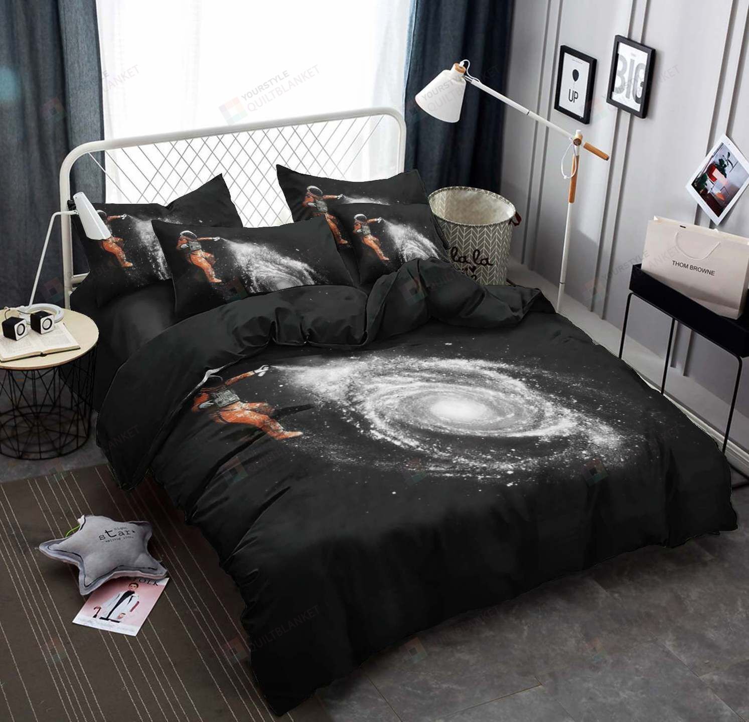 Personalized Bedding Set - Astronaut Cotton Spread Included 1 Soft Duvet Cover or Quilt and 2 Lightweight Breathe Pillowcases