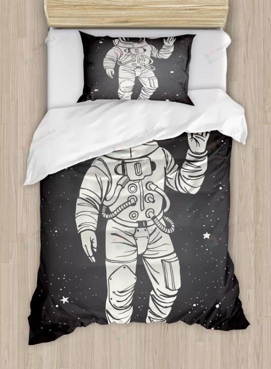Personalized Bedding Set - Astronaut Cotton Spread Included 1 Soft Duvet Cover or Quilt and 2 Lightweight Breathe Pillowcases