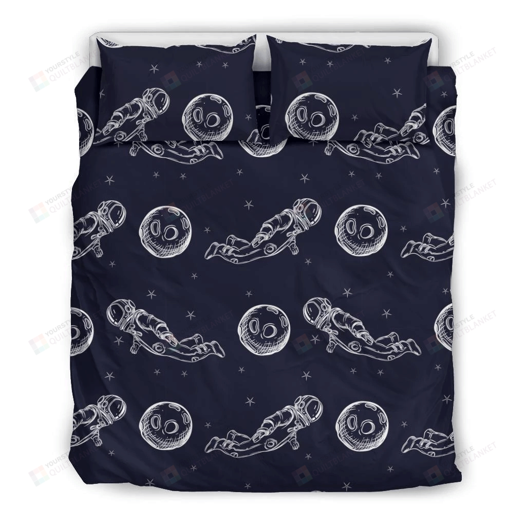 Personalized Bedding Set - Astronaut Cotton Spread Included 1 Soft Duvet Cover or Quilt and 2 Lightweight Breathe Pillowcases