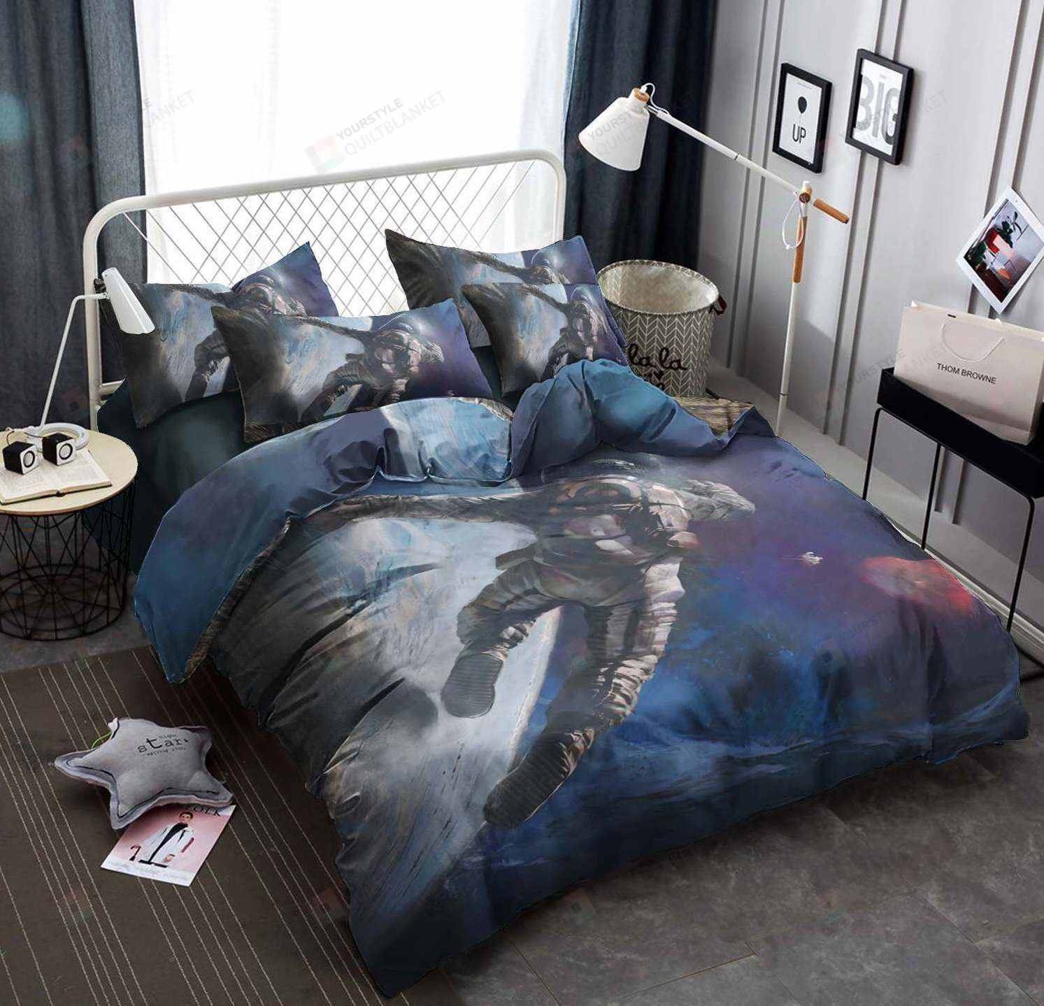 Personalized Bedding Set - Astronaut Cotton Spread Included 1 Soft Duvet Cover or Quilt and 2 Lightweight Breathe Pillowcases