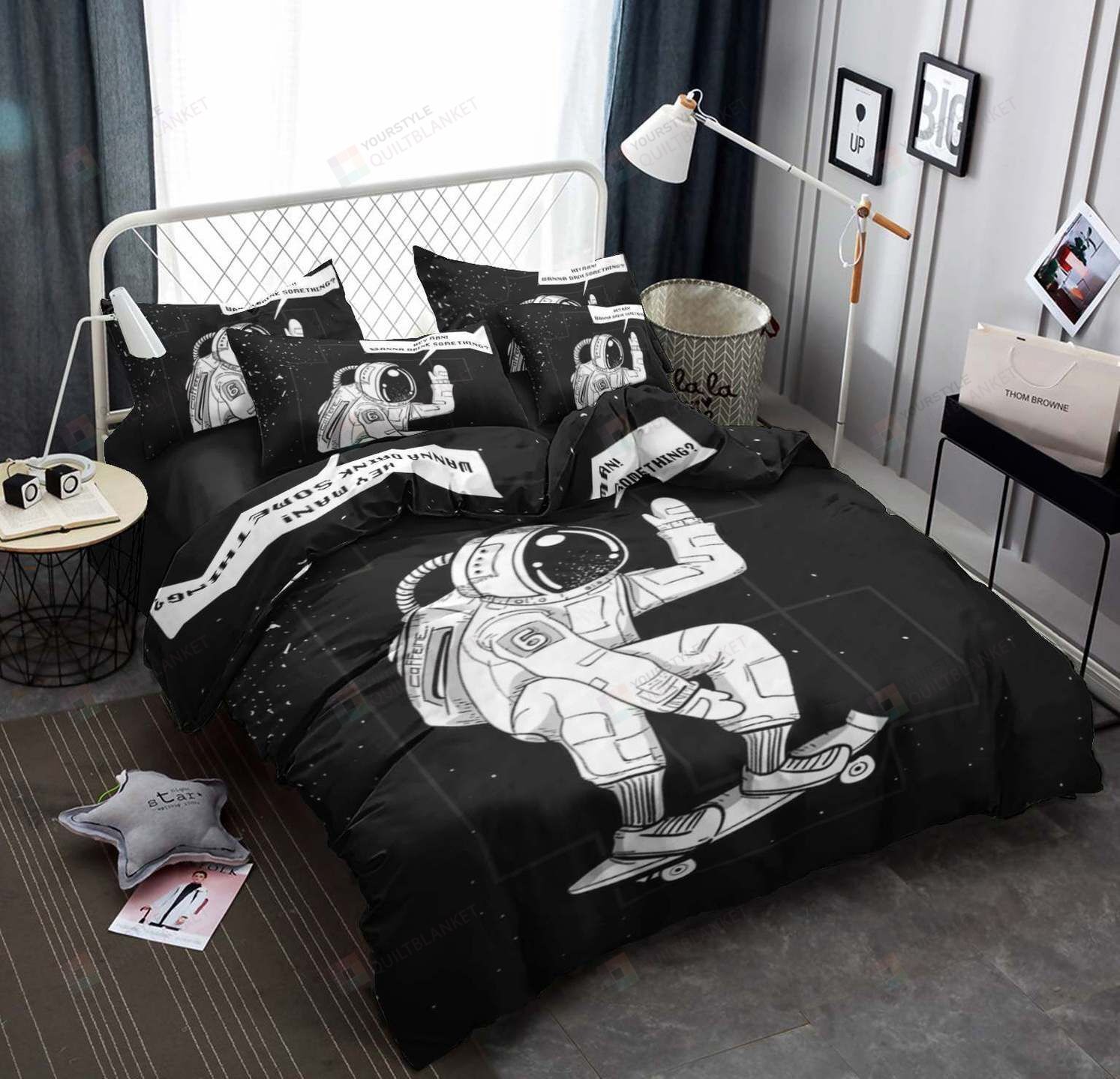Personalized Bedding Set - Astronaut Cotton Spread Included 1 Soft Duvet Cover or Quilt and 2 Lightweight Breathe Pillowcases