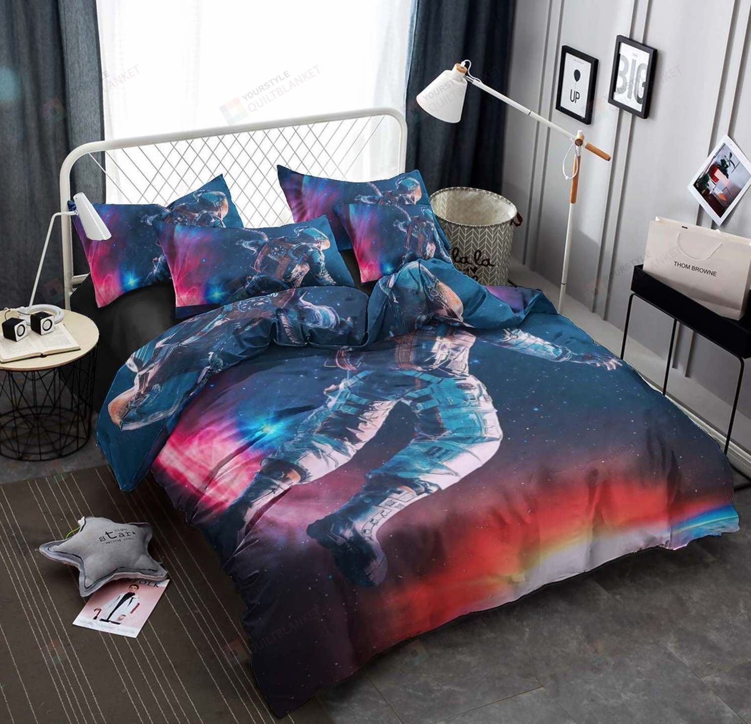 Personalized Bedding Set - Astronaut Cotton Spread Included 1 Soft Duvet Cover or Quilt and 2 Lightweight Breathe Pillowcases